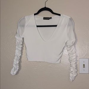 White cropped long sleeve